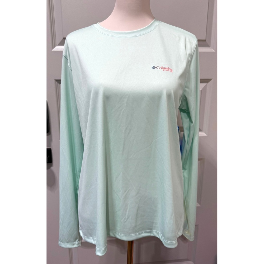 Columbia PFG Tidal Tee Fish Flag LS Mint Green Shirt Womens‎ XL FL0131-329 NWT